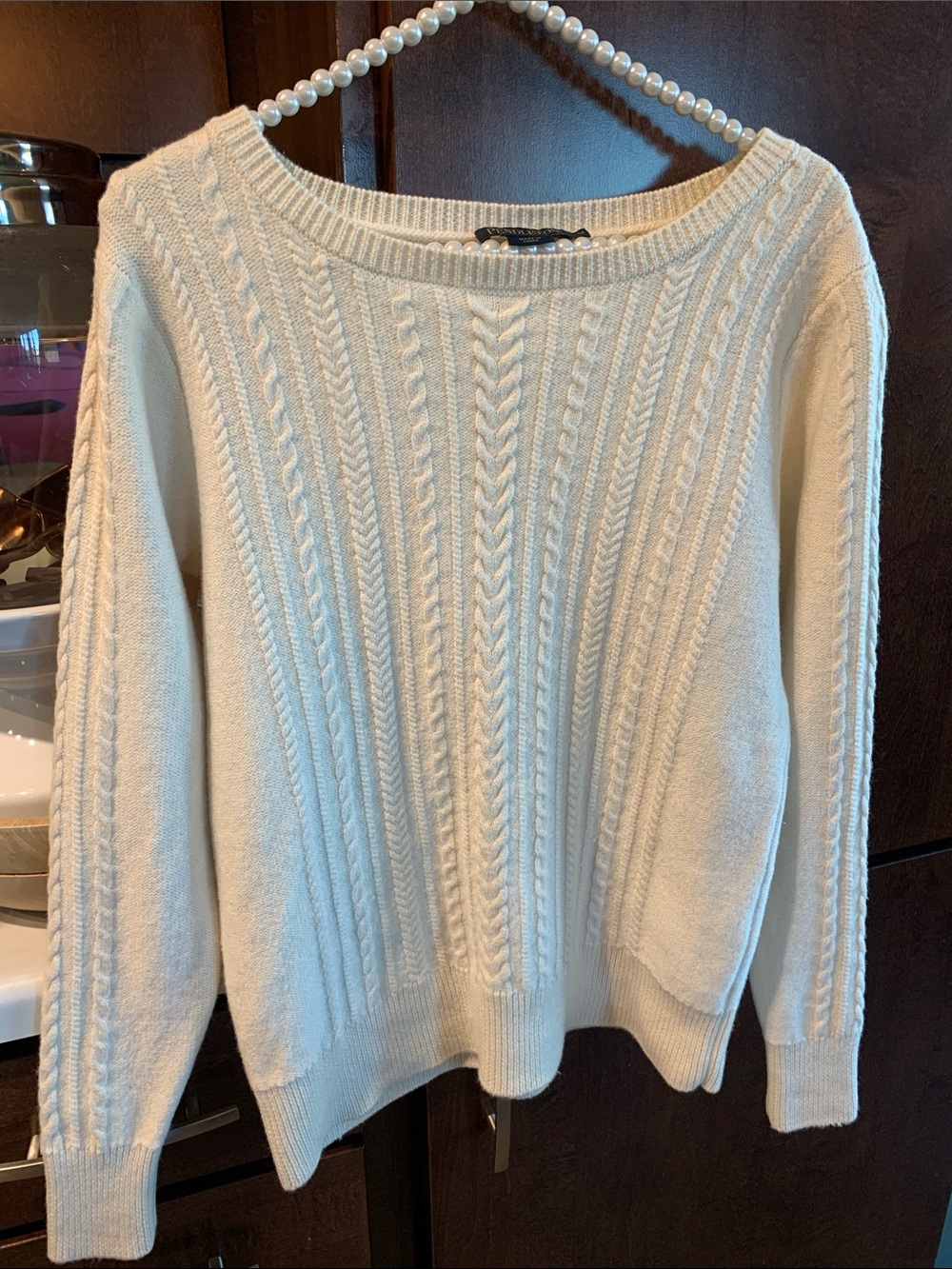 Pendleton Cream Cable-Knit Scoop Neck Sweater Size M